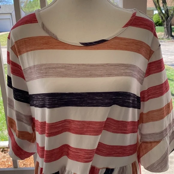 SHEIN Curve Retro Multi-colored Fun Striped Maxi Dress Rainbow Summer Spring 2XL - Picture 3 of 8